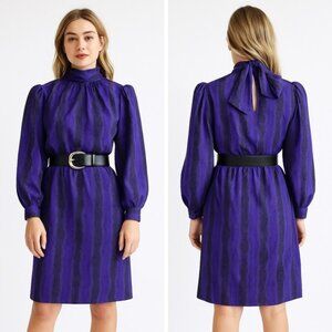 Vintage 1970s The Silk Farm 100% Silk Purple Snakeskin Dress